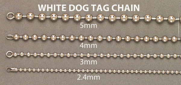 white dog tag chain